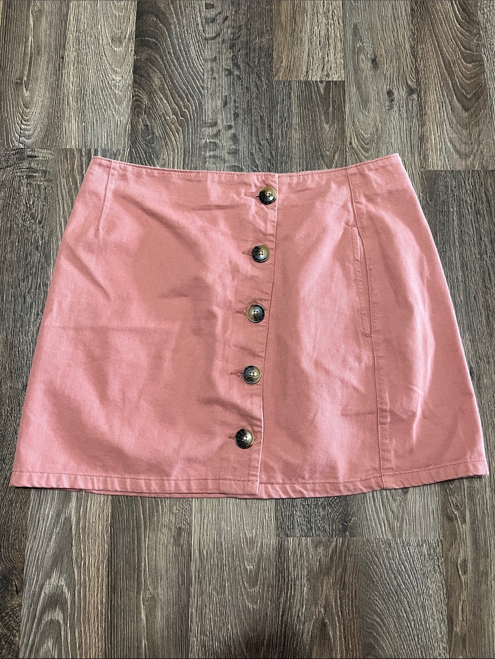 Topshop Rose Pink Button-Front Mini Skirt